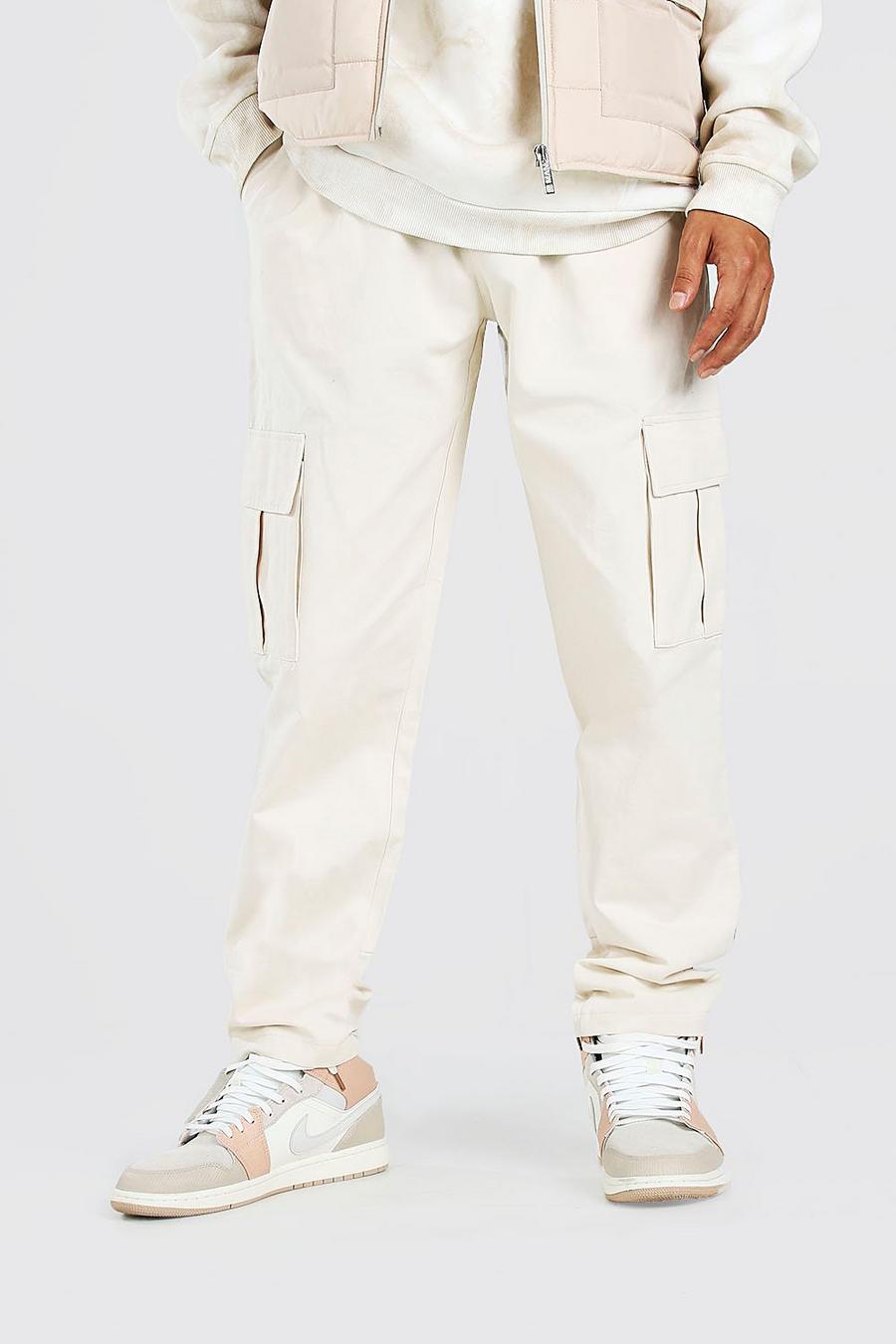 Stone Twill Cargo Pants With Popper Ankle image number 1