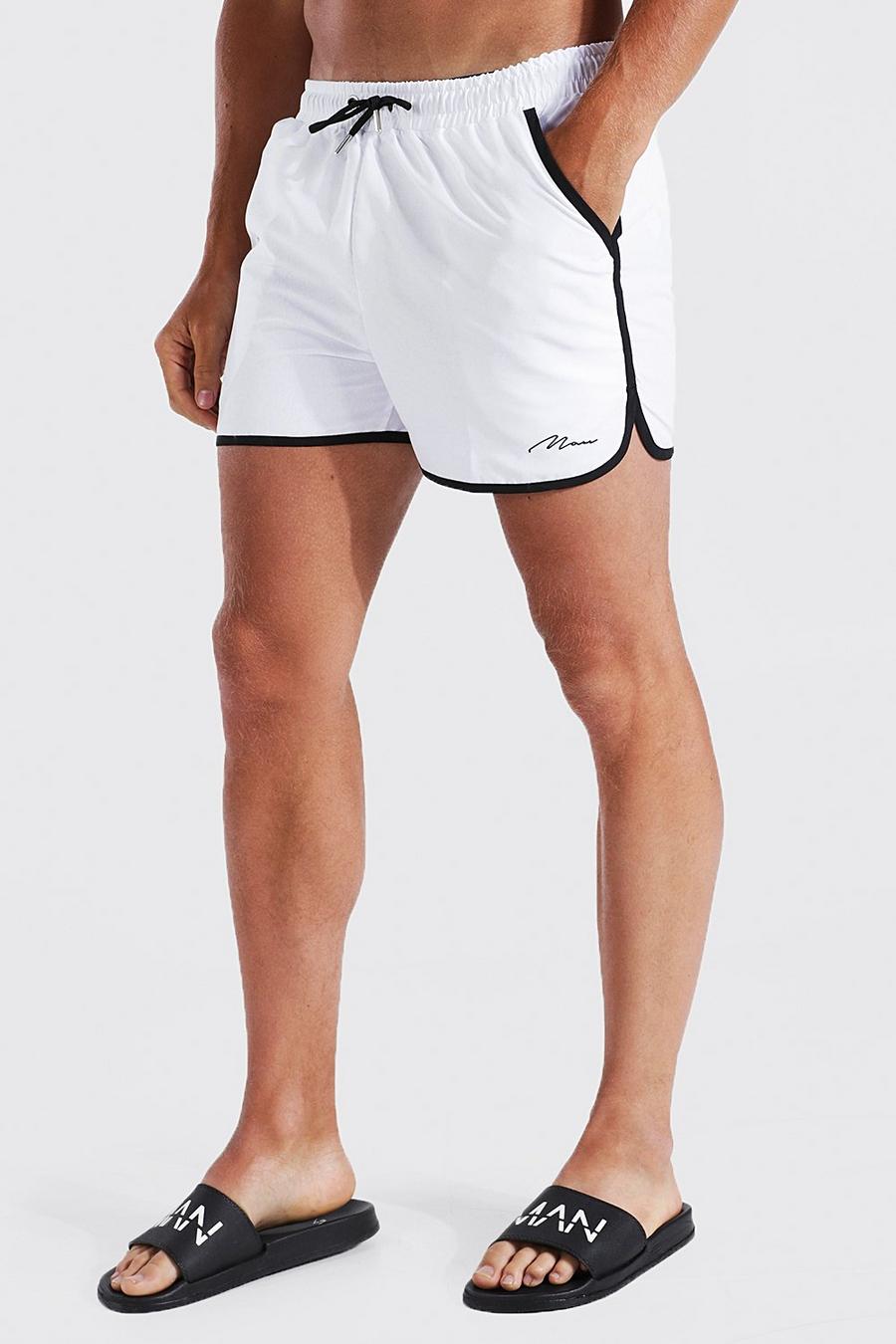 White blanc Recycled Man Signature Runner Swim Shorts