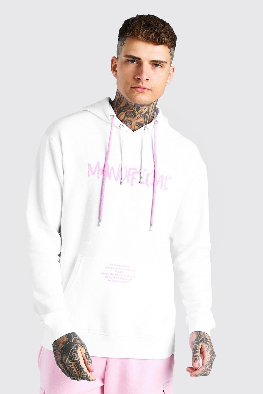 White MAN Official Gothic Print Hoodie image number 1