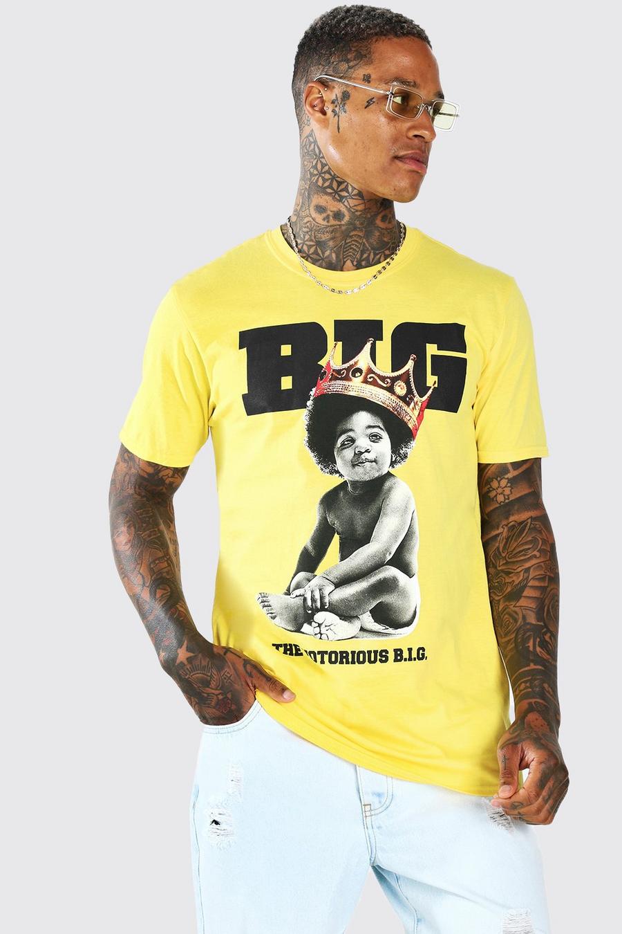 Yellow gul "The Notorious" T-shirt med Biggie-motiv image number 1