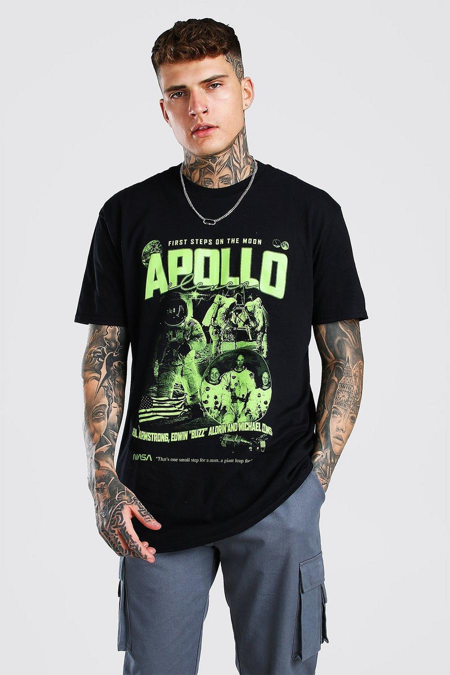 Black Oversized NASA Apollo Homage License T-Shirt image number 1