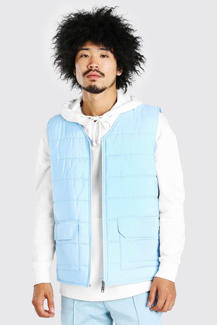 Pastel blue Zip Through Padded Vest image number 1