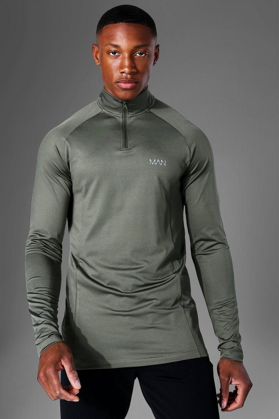 T-shirt de sport près du corps à manches longues - MAN Active , Khaki image number 1