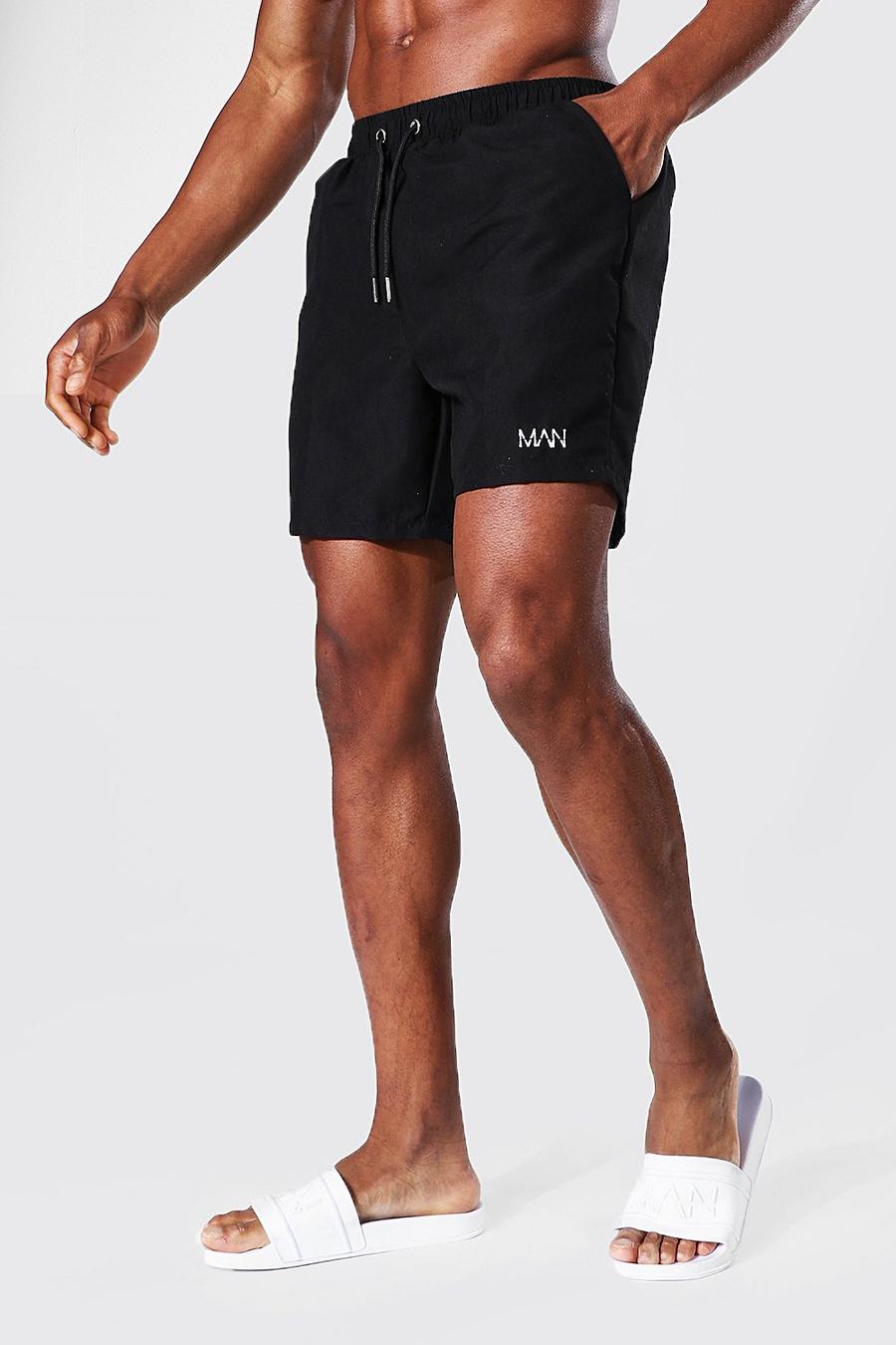 Black Original Man Mid Length Swim Shorts image number 1