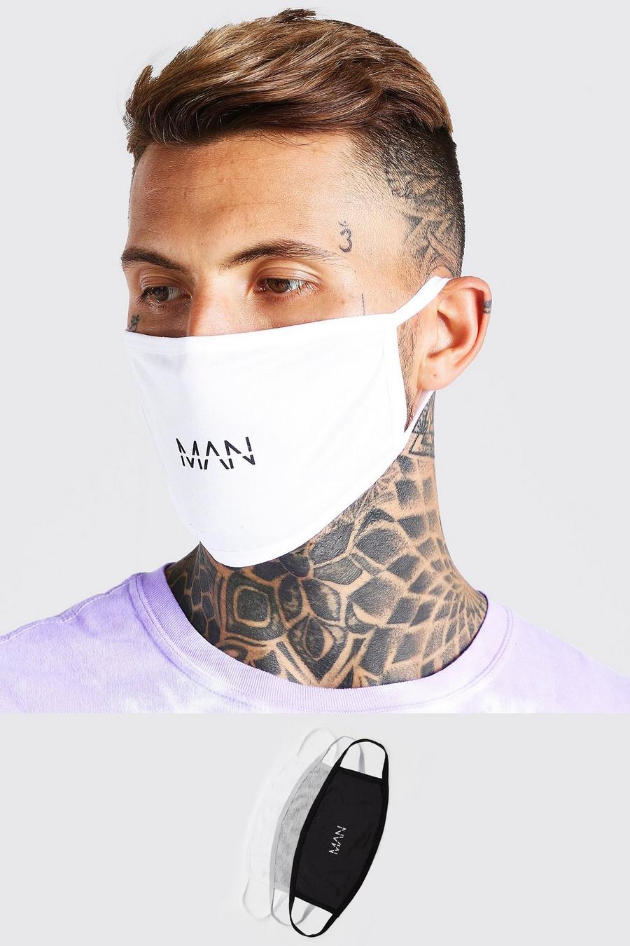 3er-Pack Fashion-Masken mit MAN-Streifen, Mehrfarbig image number 1