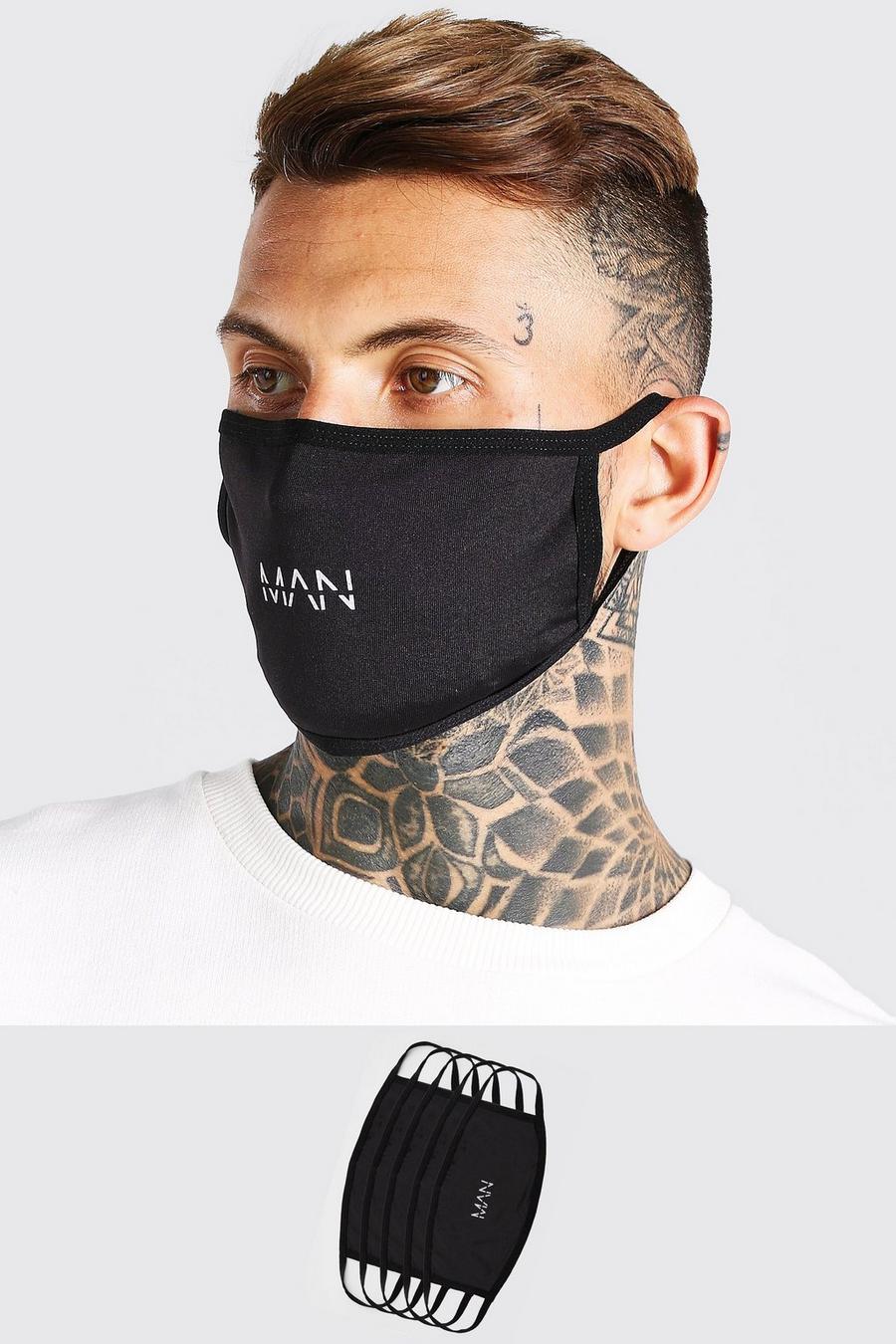 Black 5 Pack MAN Dash Reversible Fashion Masks image number 1