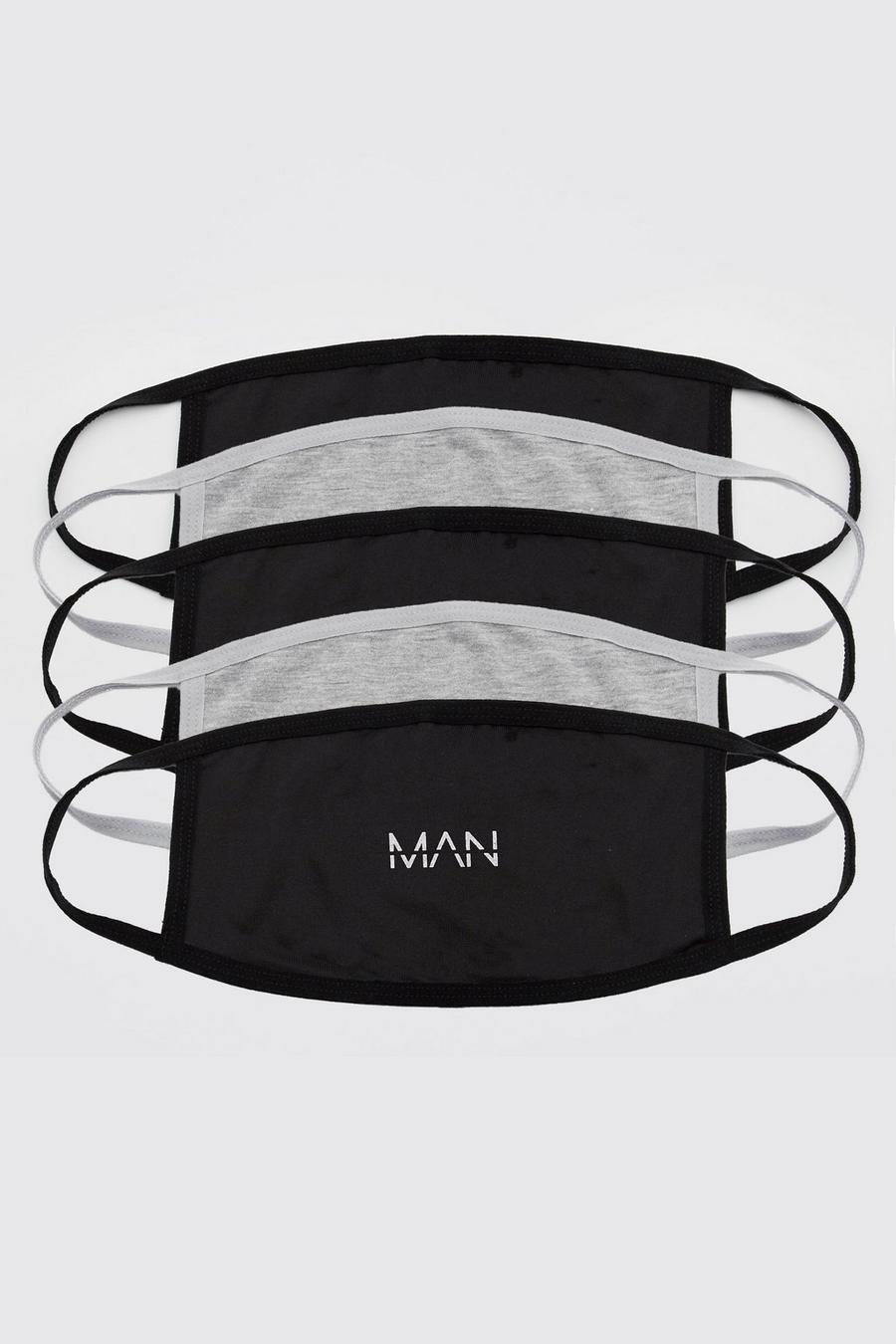 5er-Pack Fashion-Masken mit bunten MAN-Streifen, Mehrfarbig image number 1