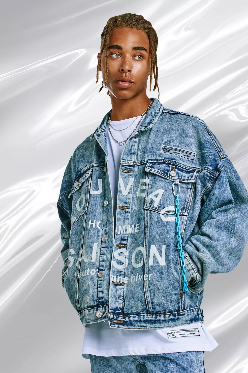 Bleached jean shop jacket mens