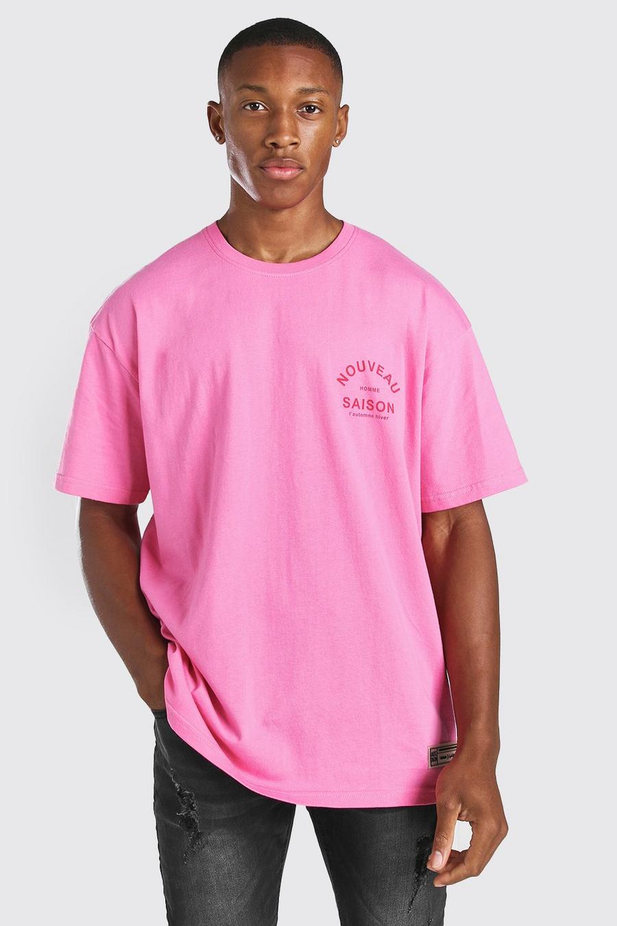 T-Shirt in Übergröße mit Nouveau-Print hinten, Rosa image number 1