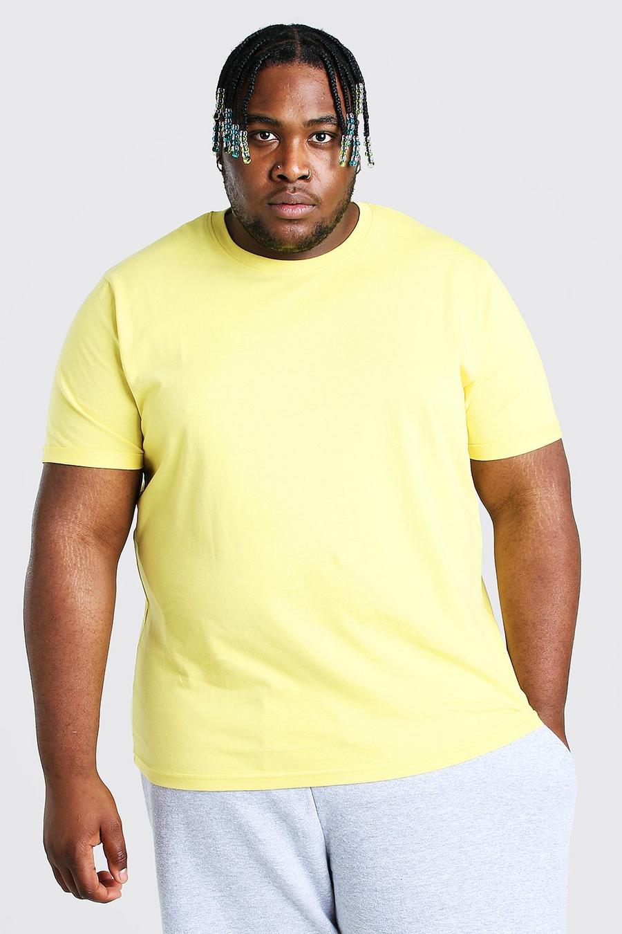 Yellow Plus Size T-Shirt With Rolled Sleeves image number 1