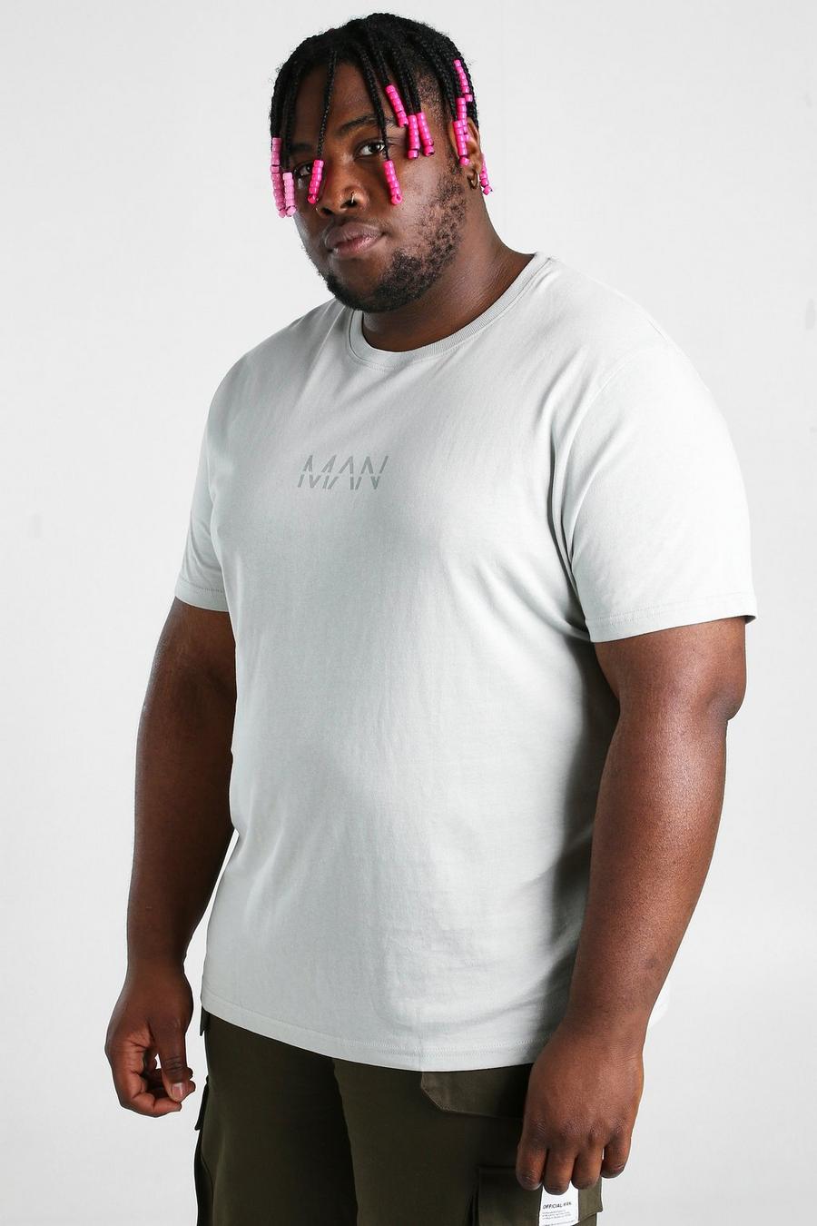 Big & Tall Loose Fit T-Shirt mit MAN-Streifen, Salbeigrün image number 1