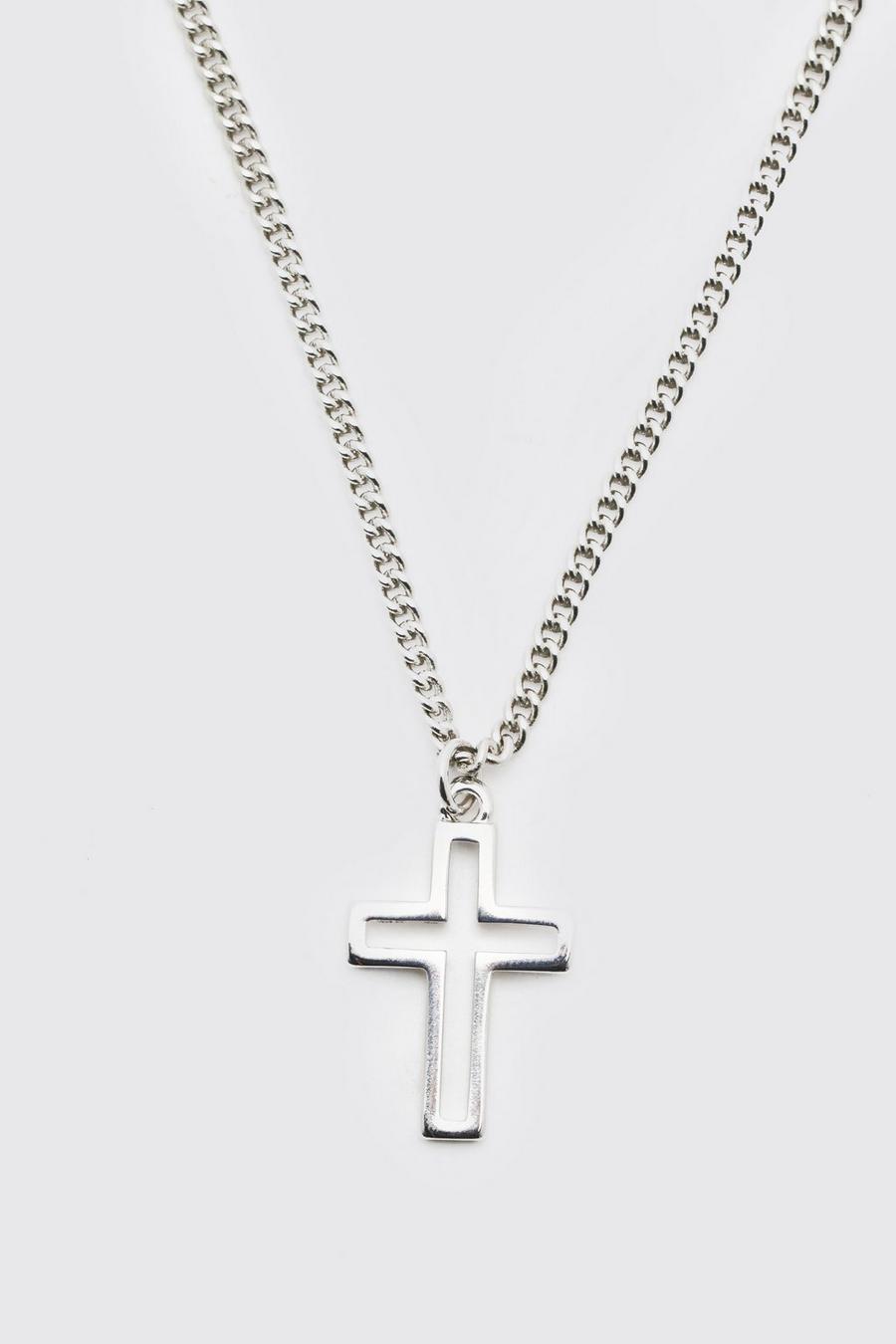 Silver Cross Pendant Necklace image number 1