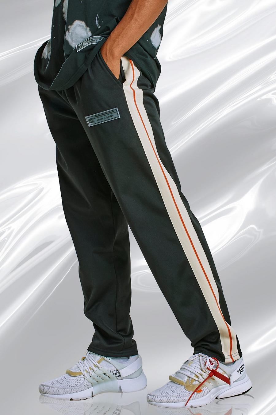 Pantalones de correr de tricot holgados con bajo dividido, Negro image number 1
