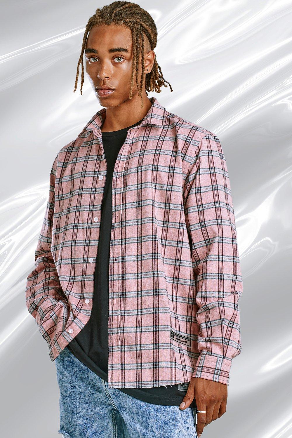 oversized pink flannel shirt