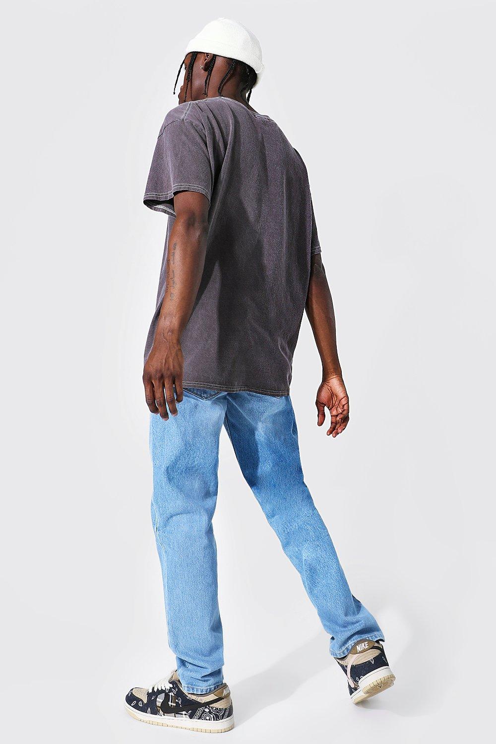 Blue Full Length Straight Leg Rigid Jeans