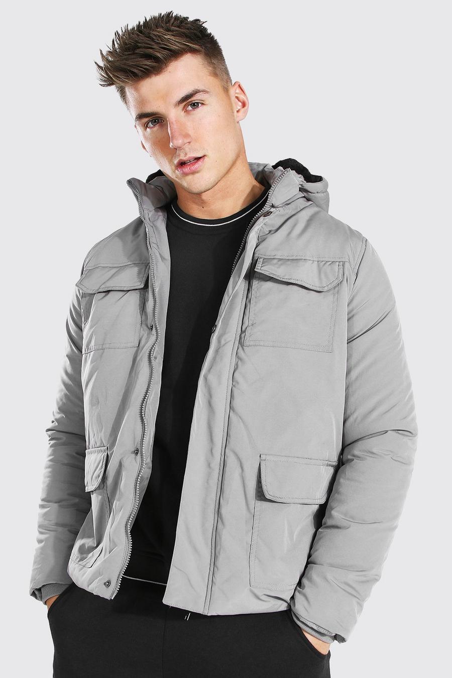 Grey 4 Pocket Parka image number 1