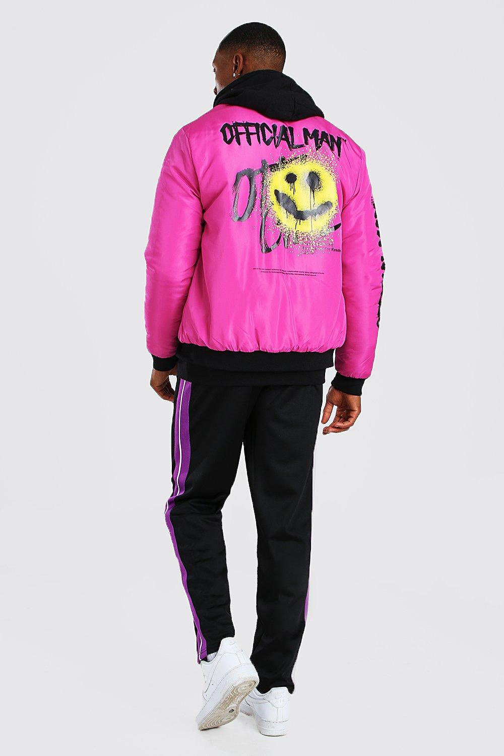 Ma1 Padded Bomber With MAN Official Graffiti Print | boohoo