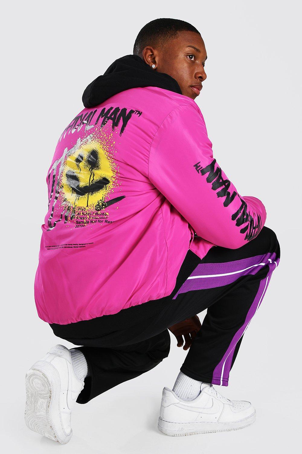 Ma1 Padded Bomber With MAN Official Graffiti Print | boohoo