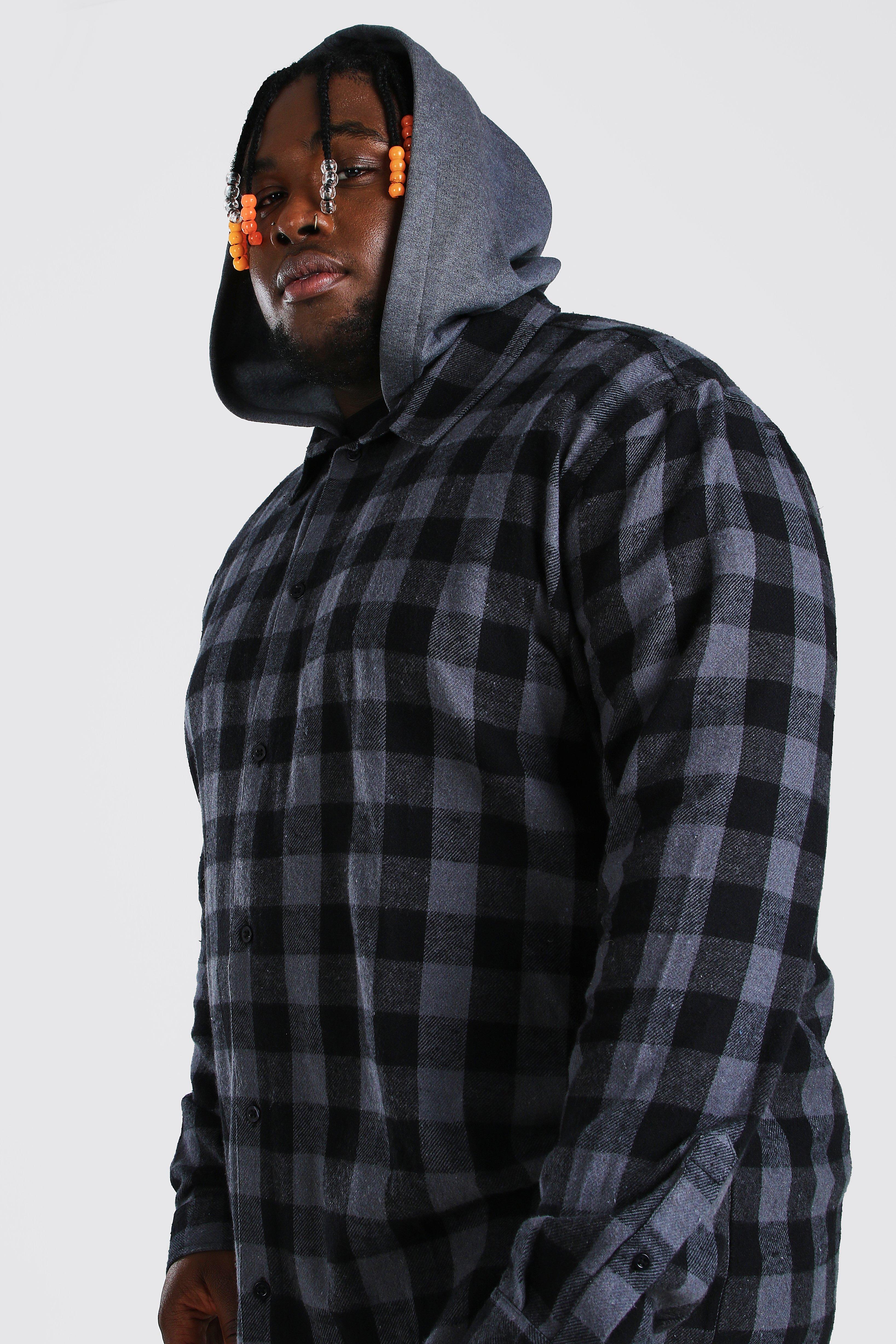 Plus size 2024 hooded flannel