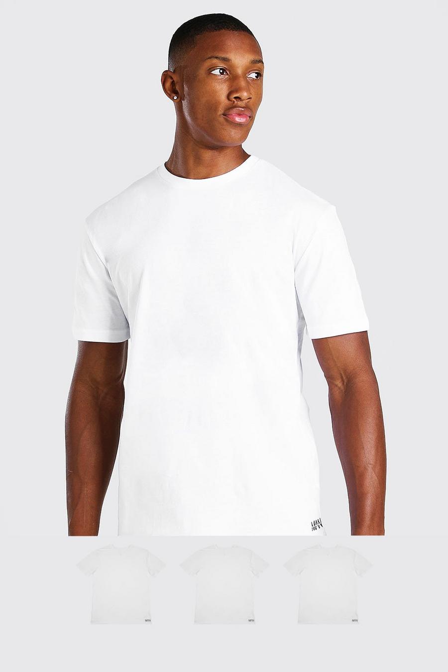 לבן מארז 3 חולצות טישרט עם כיתוב MAN וקו חוצה image number 1