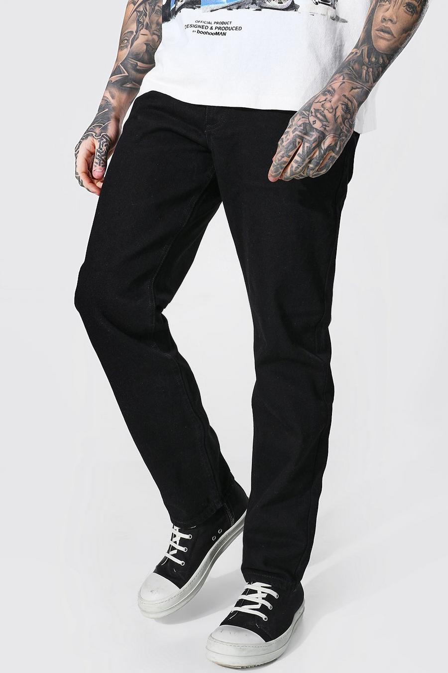 שחור אמיתי ג'ינס בגזרה משוחררת image number 1