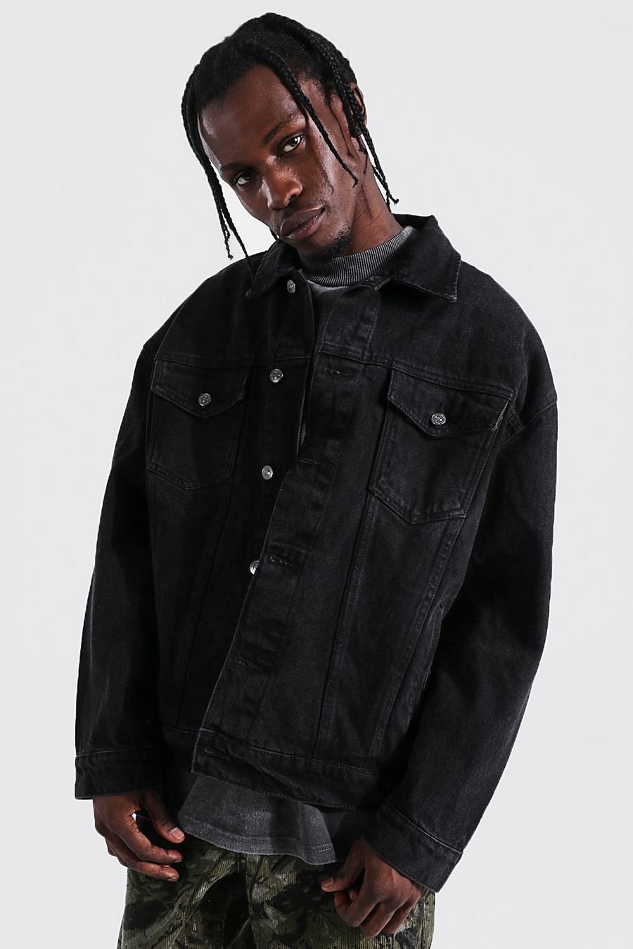 Washed black Oversize jeansjacka image number 1
