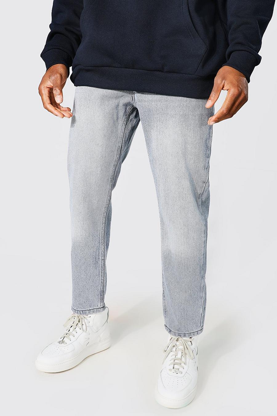 Mid grey Tapered Fit Rigid Jeans image number 1