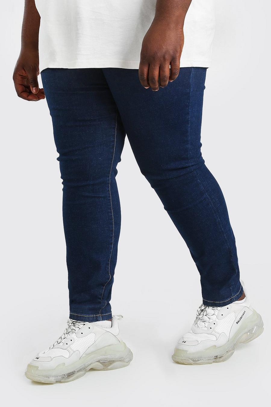 כחול כהה מכנסי ג'ינס סופר סקיני לגברים גדולים וגבוהים image number 1