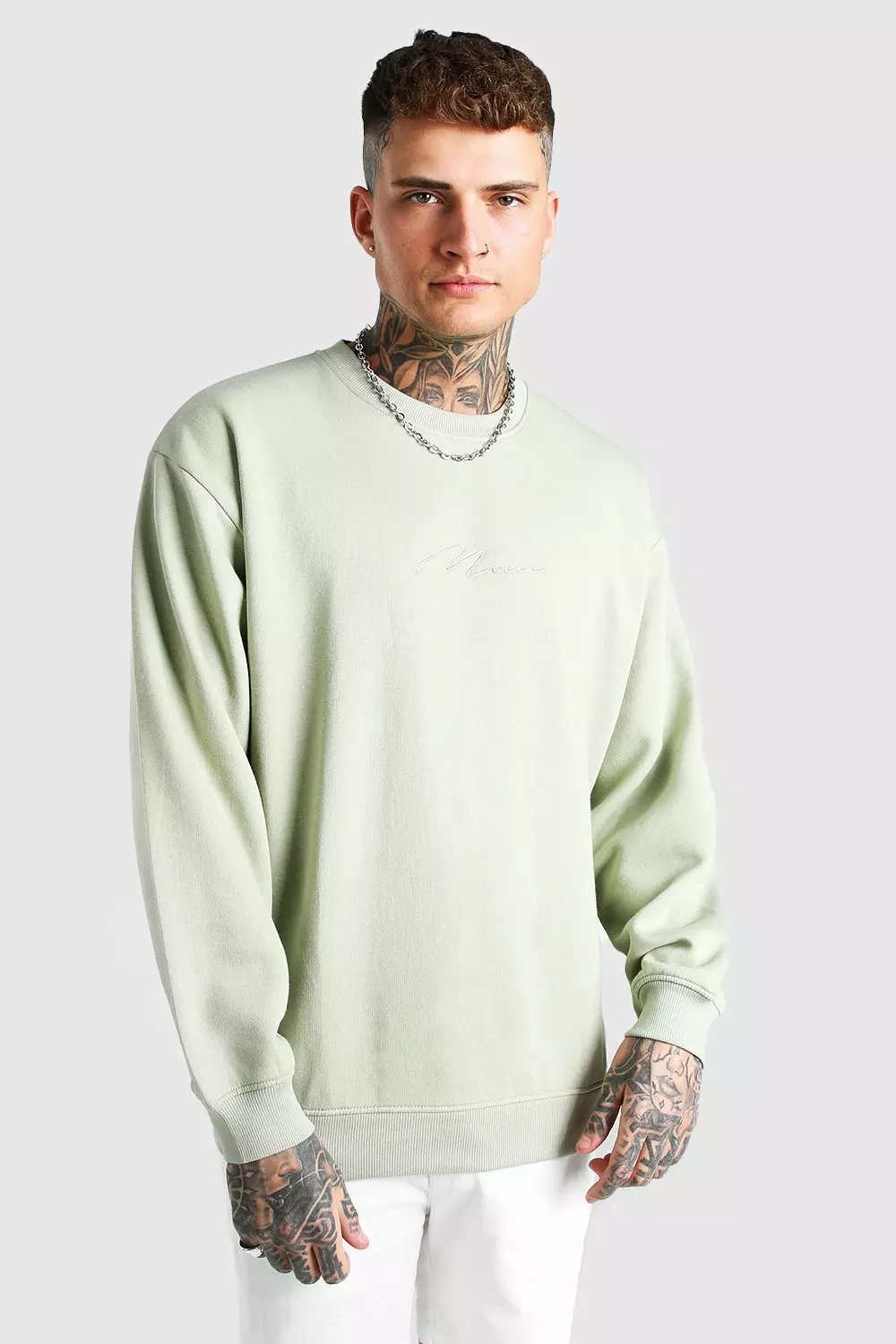 Oversized Man Signature Sweatshirt Boohoo