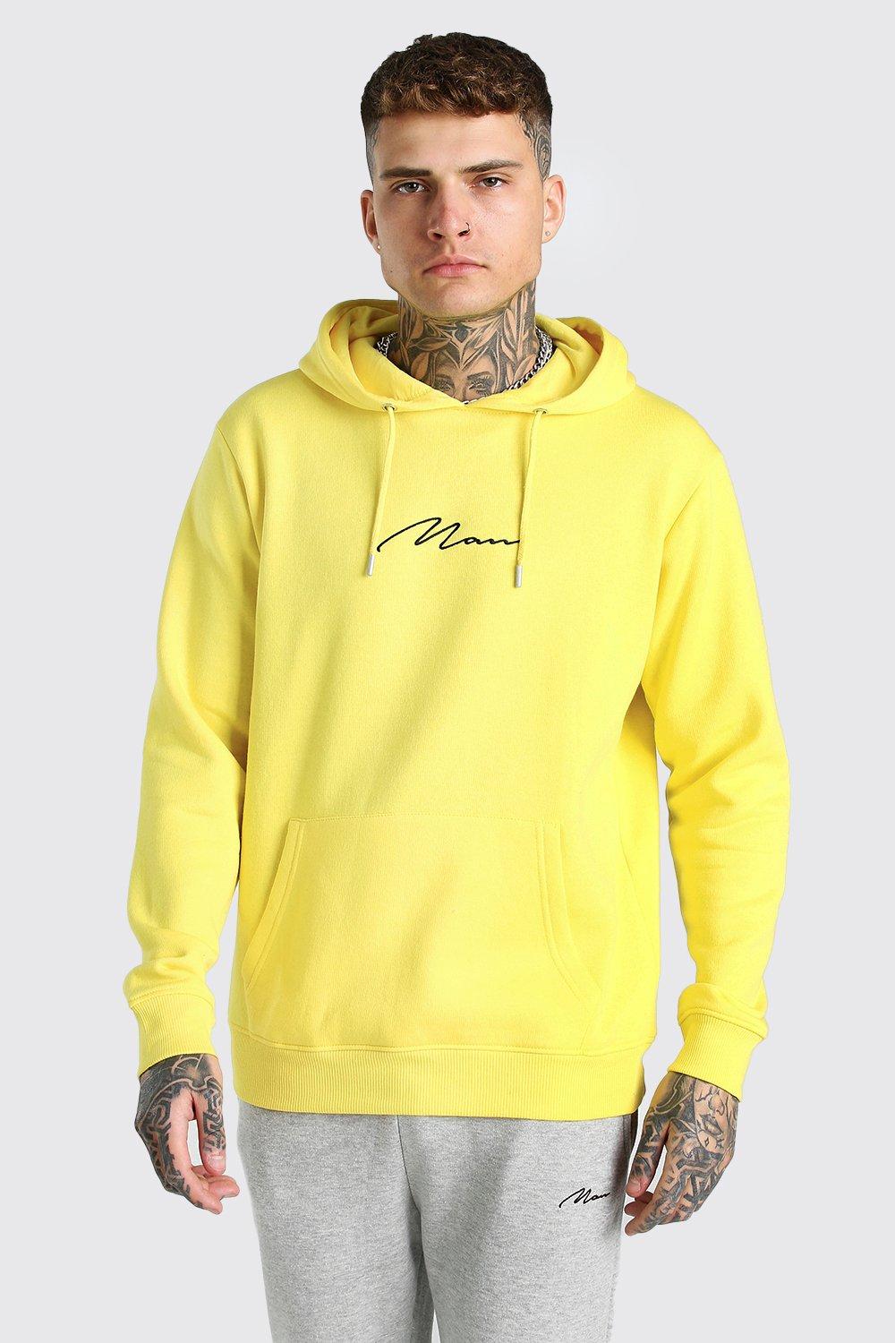 man signature embroidered hoodie