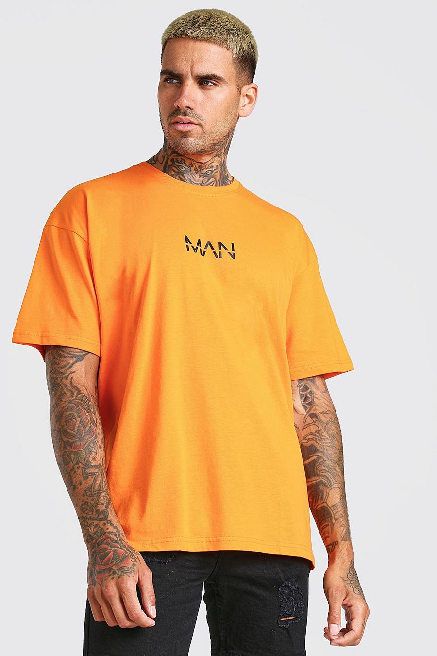 Orange Oversized Original MAN Crew Neck T-Shirt image number 1