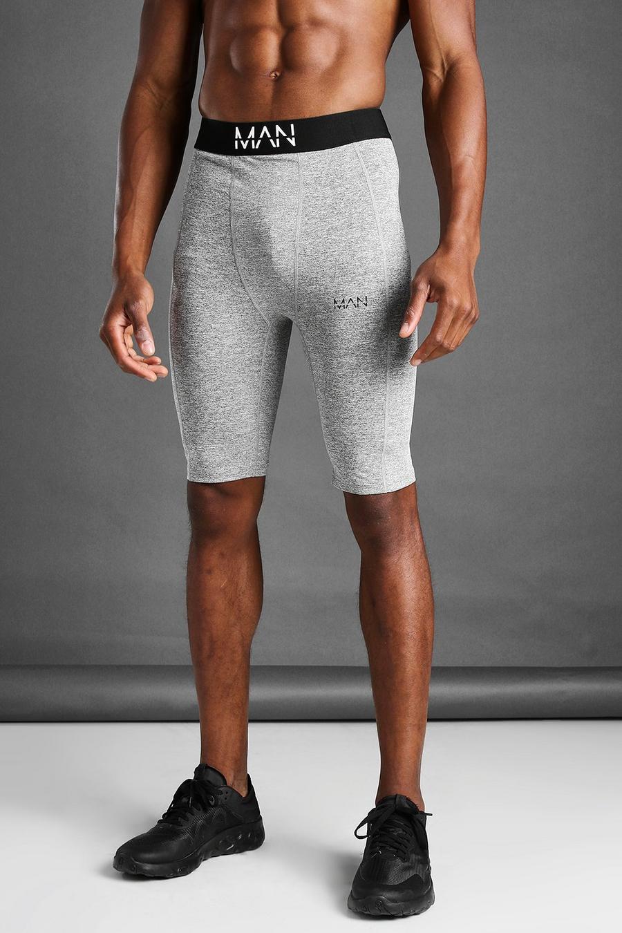 Grey marl Man Sport Grijze Mergel Compressie Shorts image number 1