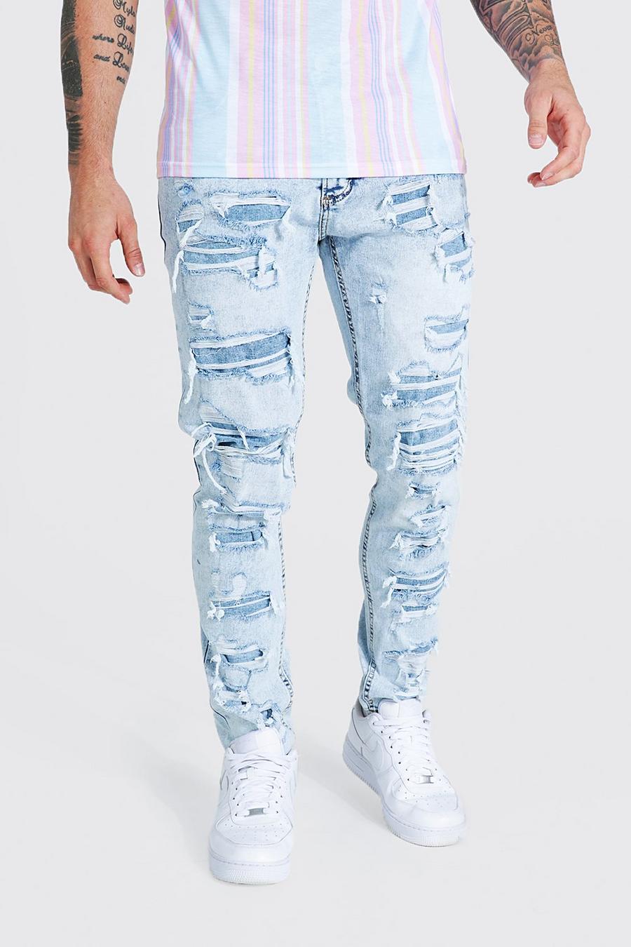 Ice blue Skinny Stretch Extreme Rip & Repair Jeans image number 1