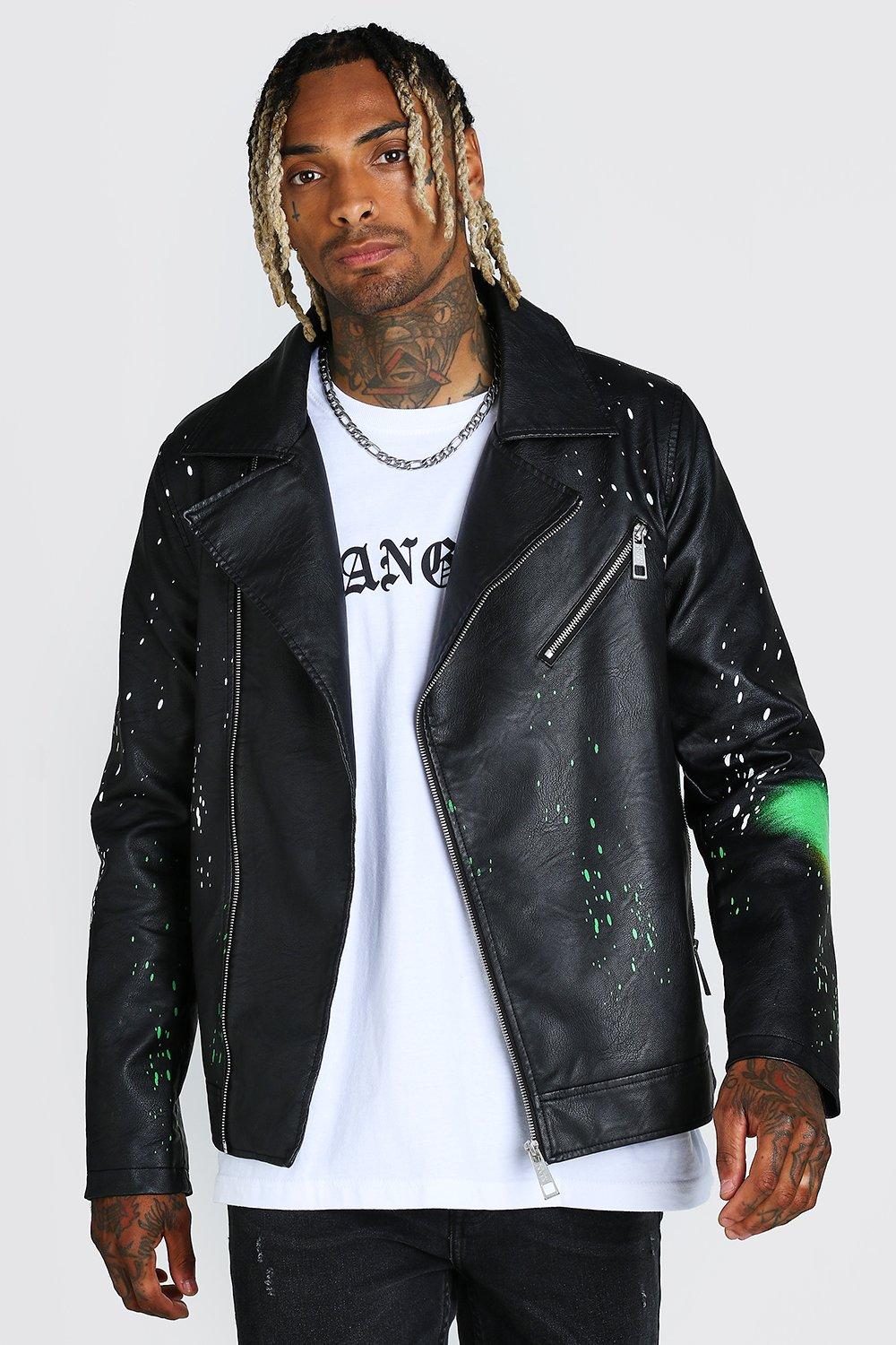 Boohoo leather hot sale jacket mens