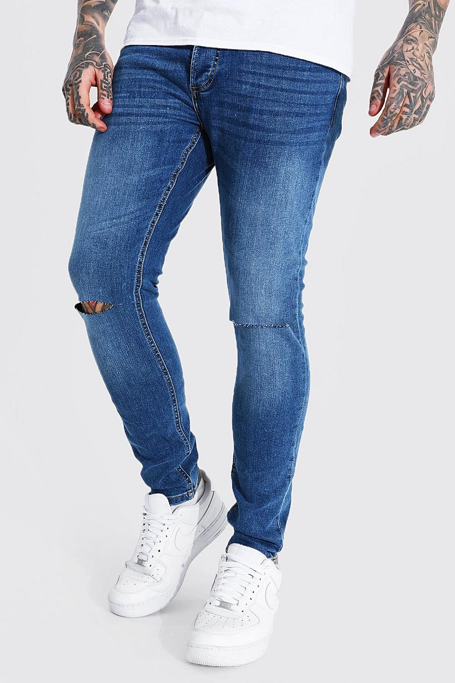Jeans Skinny Fit elasticizzati con tagli sulle ginocchia, Antique blue image number 1