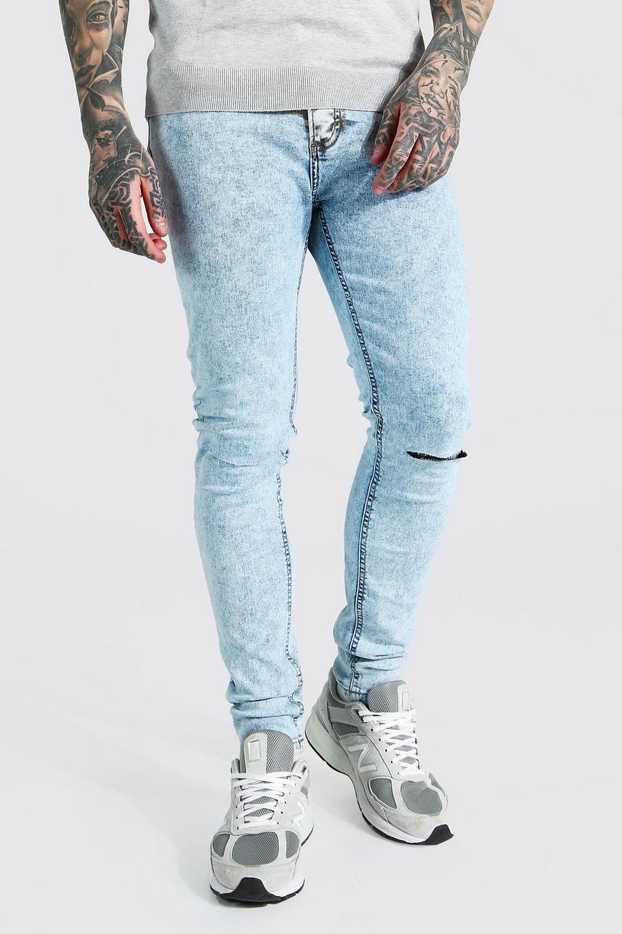 Jeans Skinny Fit elasticizzati con tagli sulle ginocchia, Ice blue image number 1