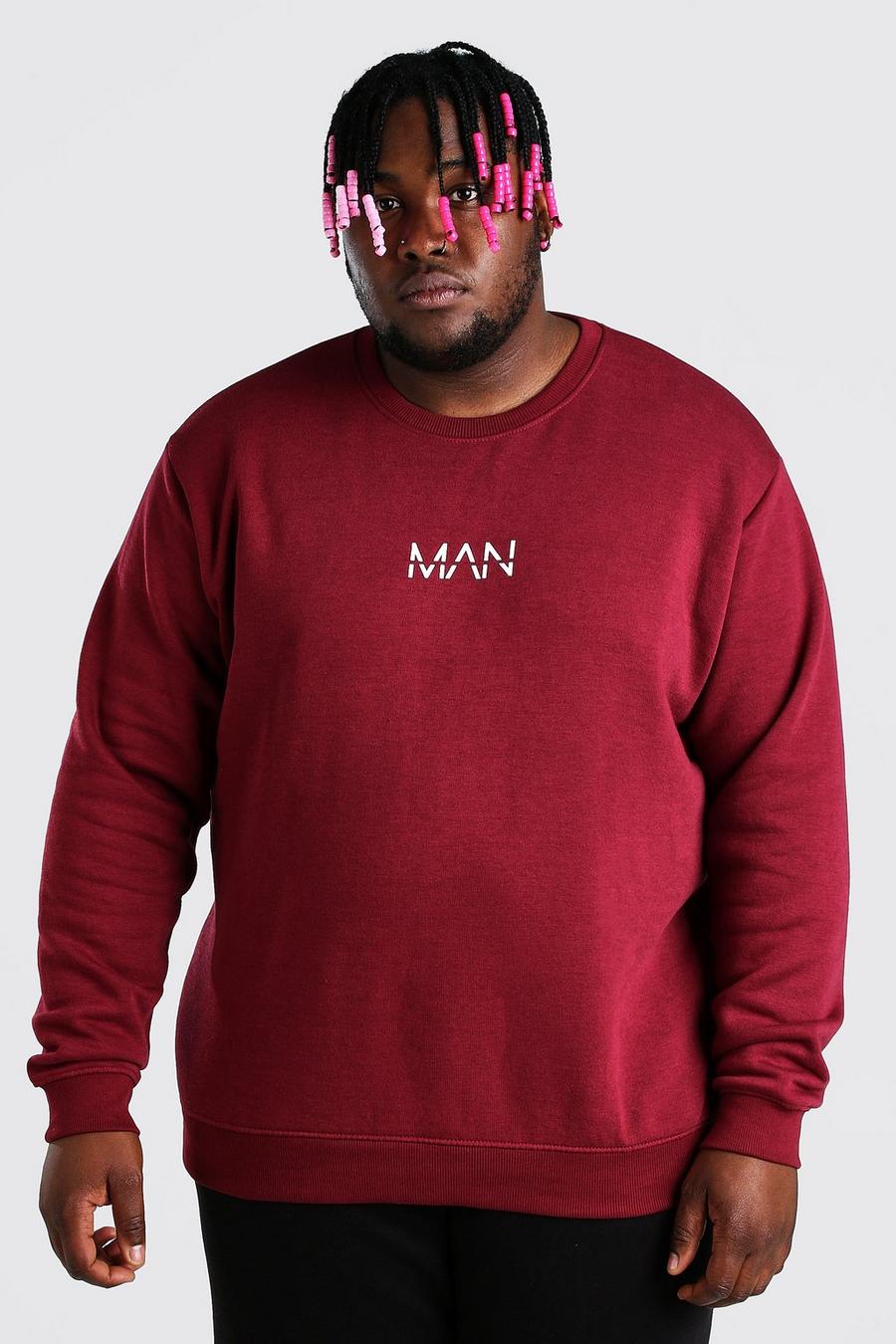 Burgundy Plus Size MAN Dash Sweater image number 1