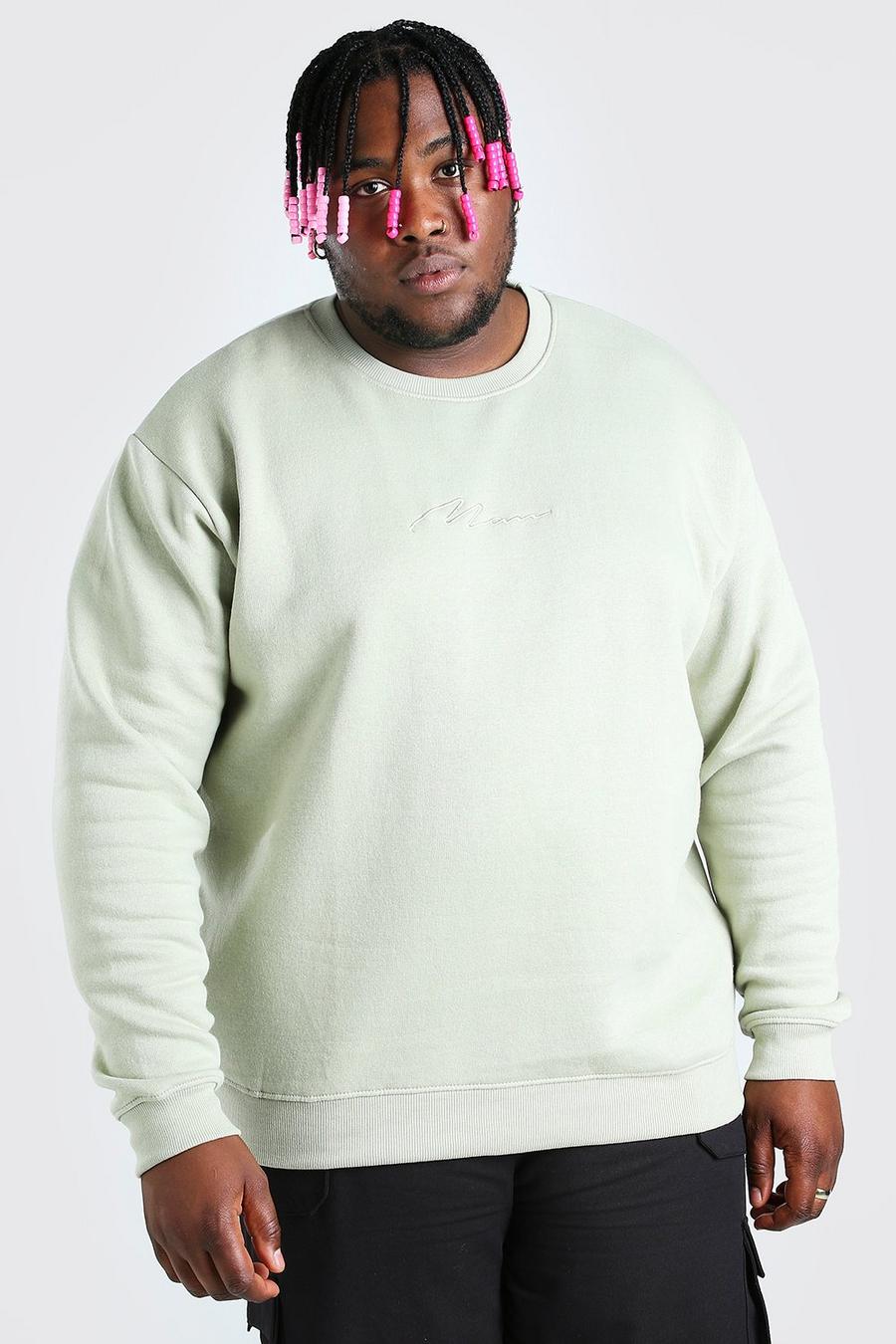 Sage Plus Size MAN Script Embroidered Sweater image number 1