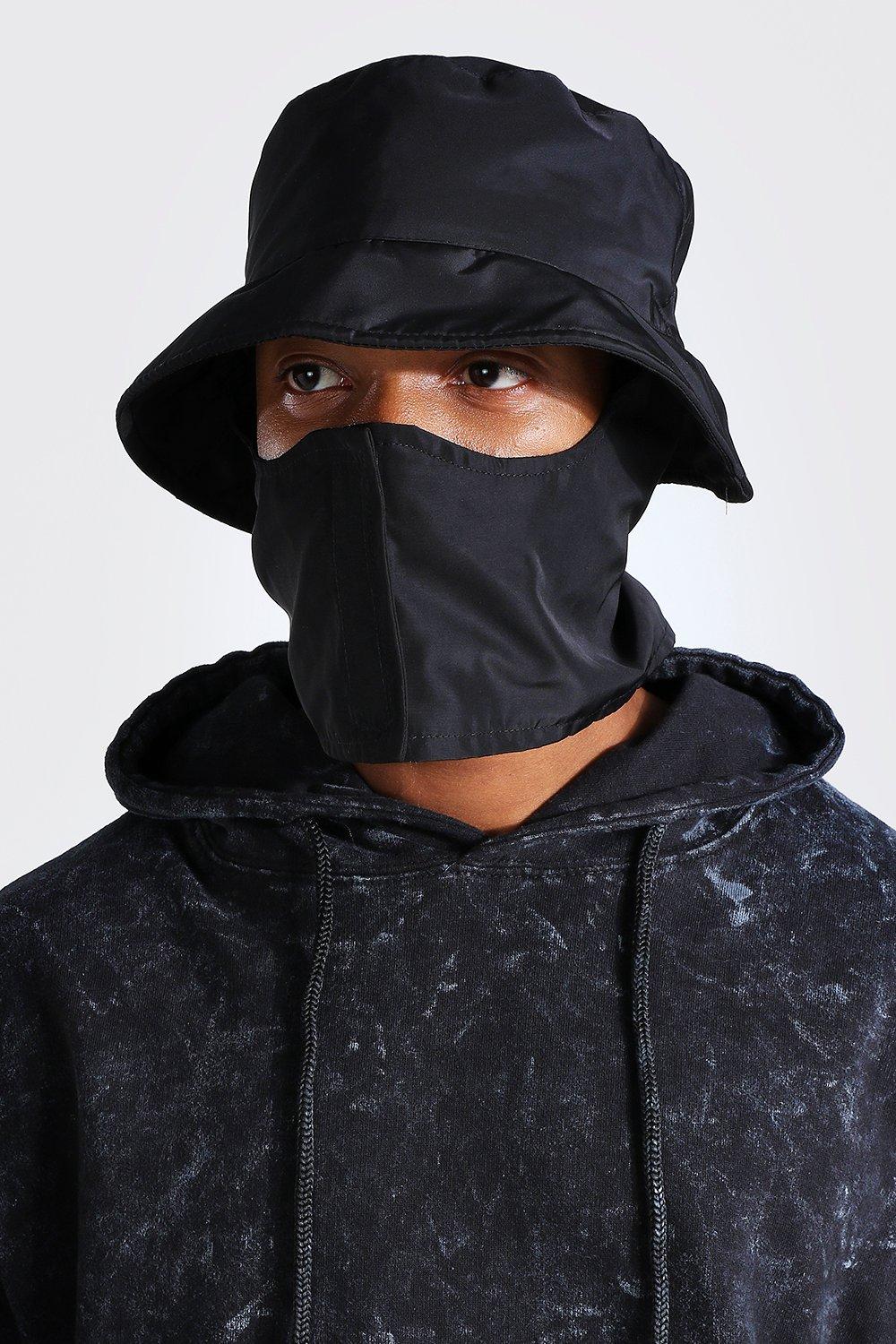 Nylon Bucket Hat With Face Guard