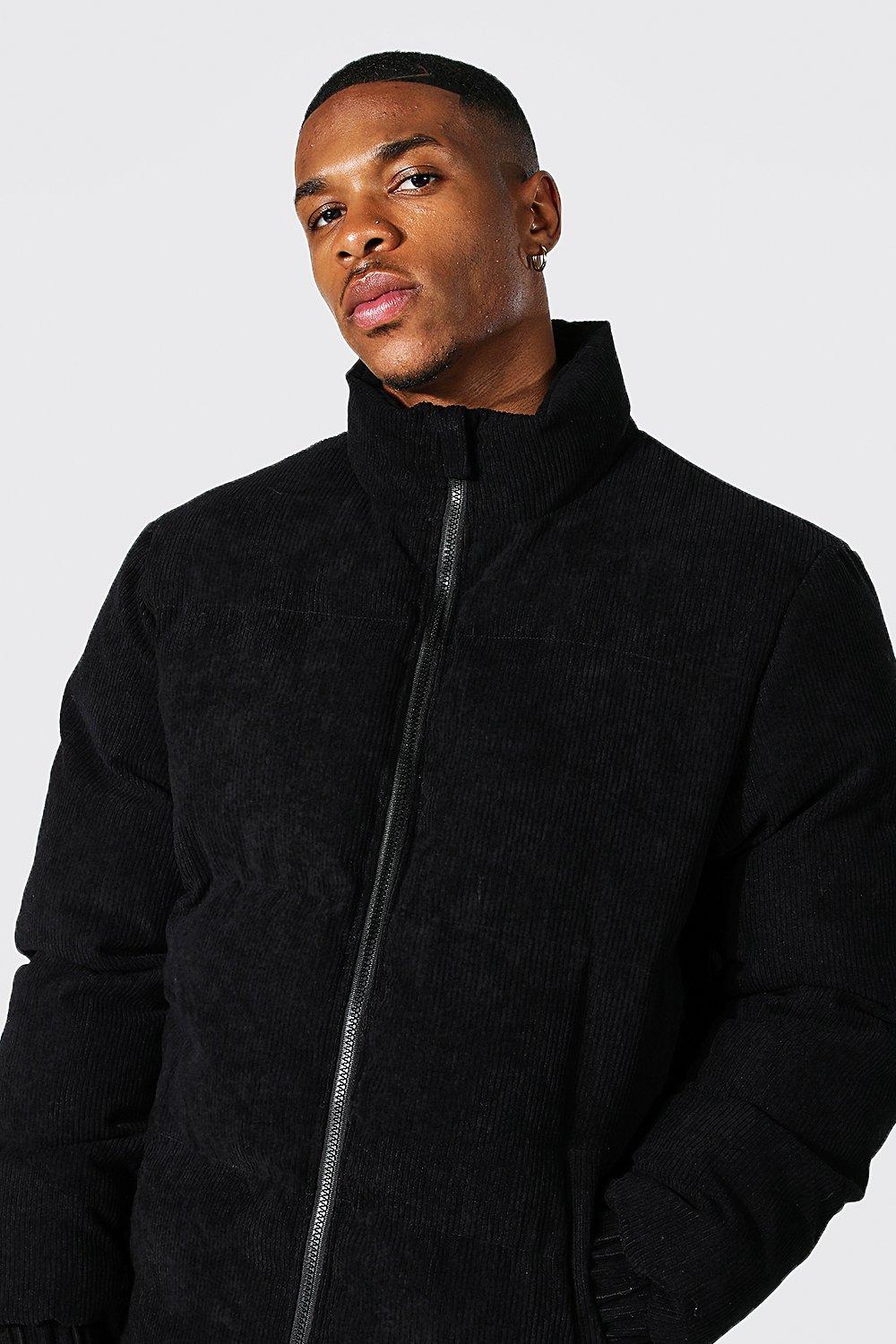 corduroy funnel neck puffer