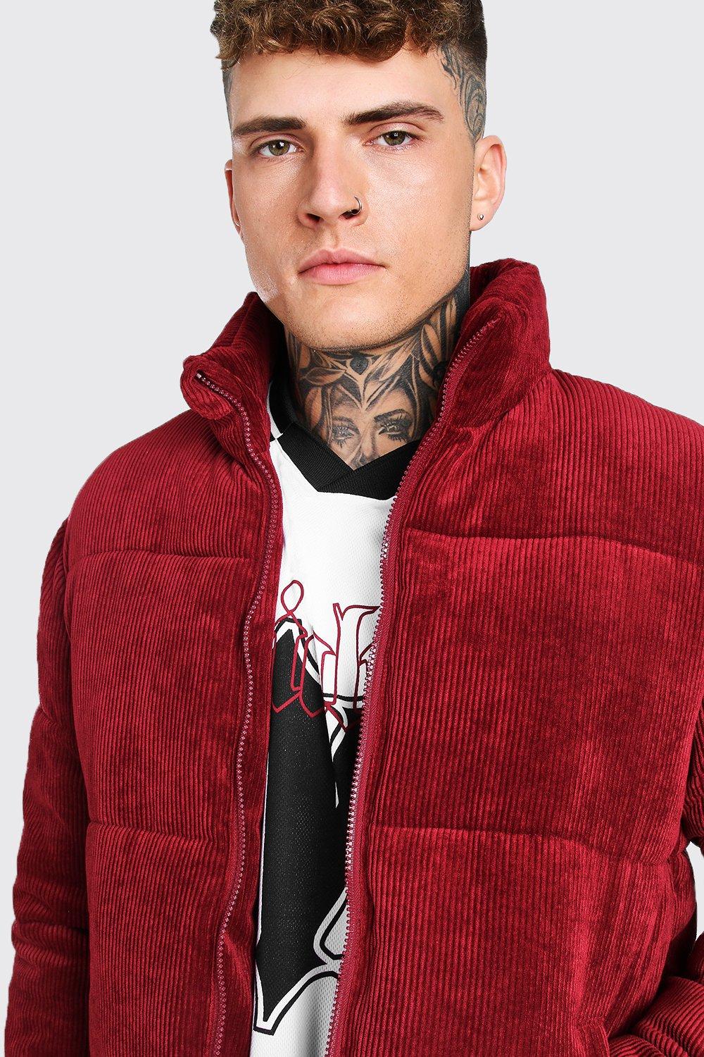 corduroy funnel neck puffer