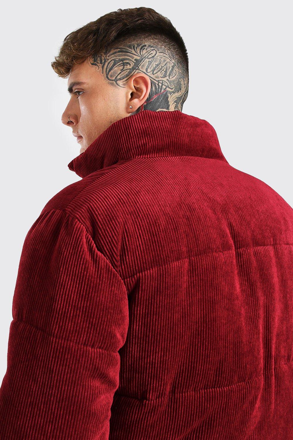 corduroy funnel neck puffer