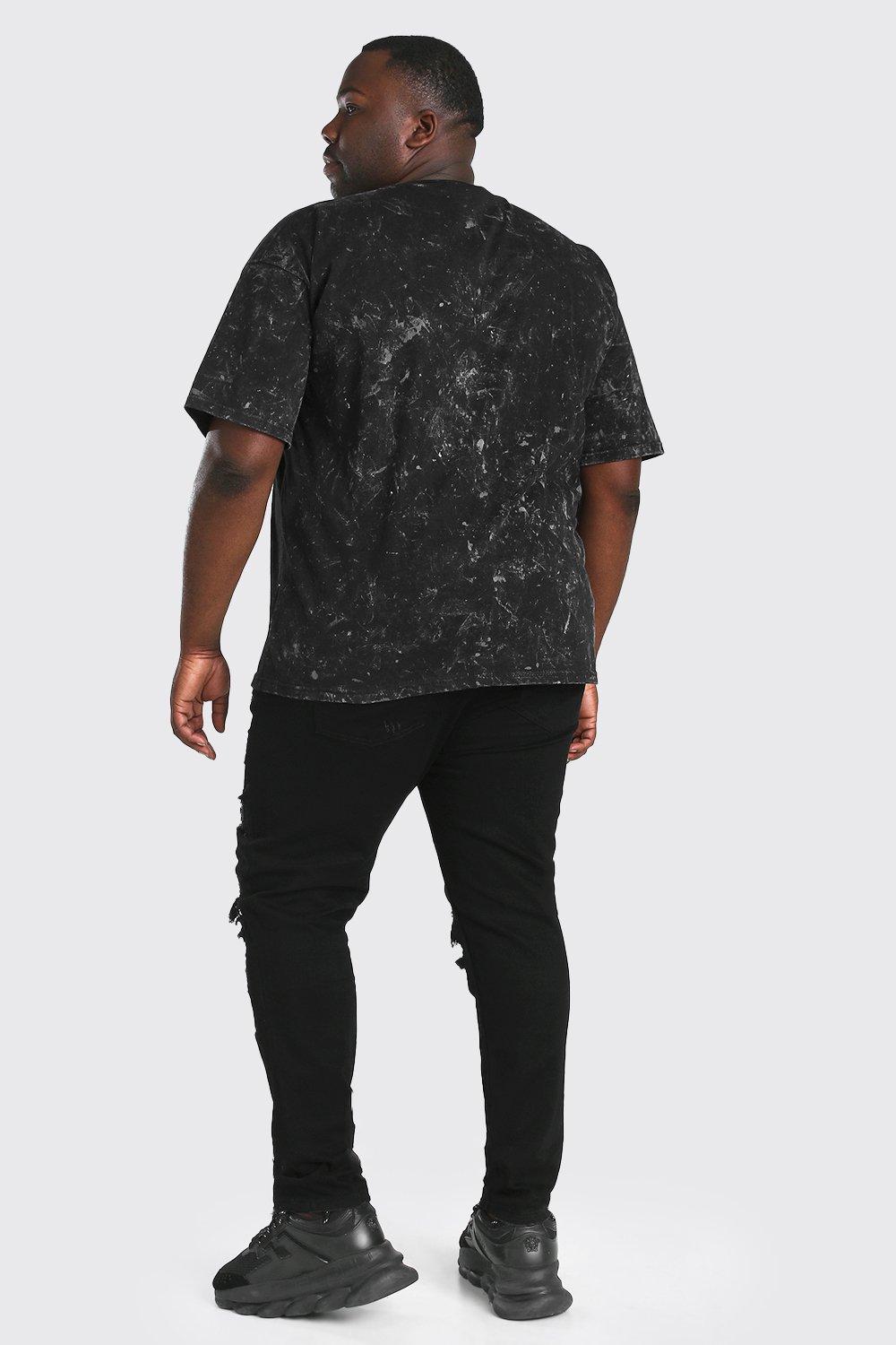 Big Tall Super Skinny Biker Jeans Mit Bandana Print Boohoo