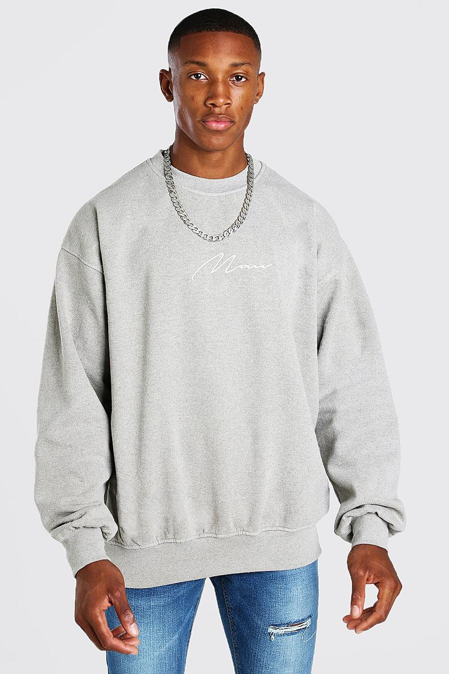 Ecru Man Signature Oversized Overdye Mergel Sweater image number 1