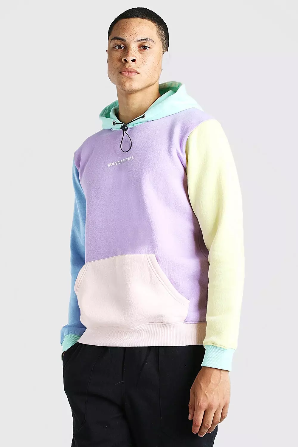 Block colour hoodie mens on sale