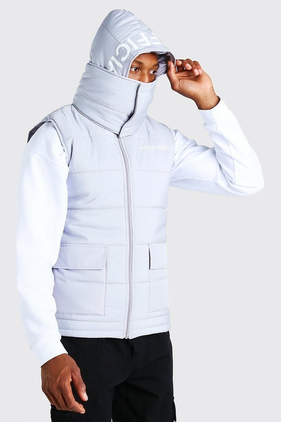 Grey Extreme Snood Hood Vest With Hood Print image number 1