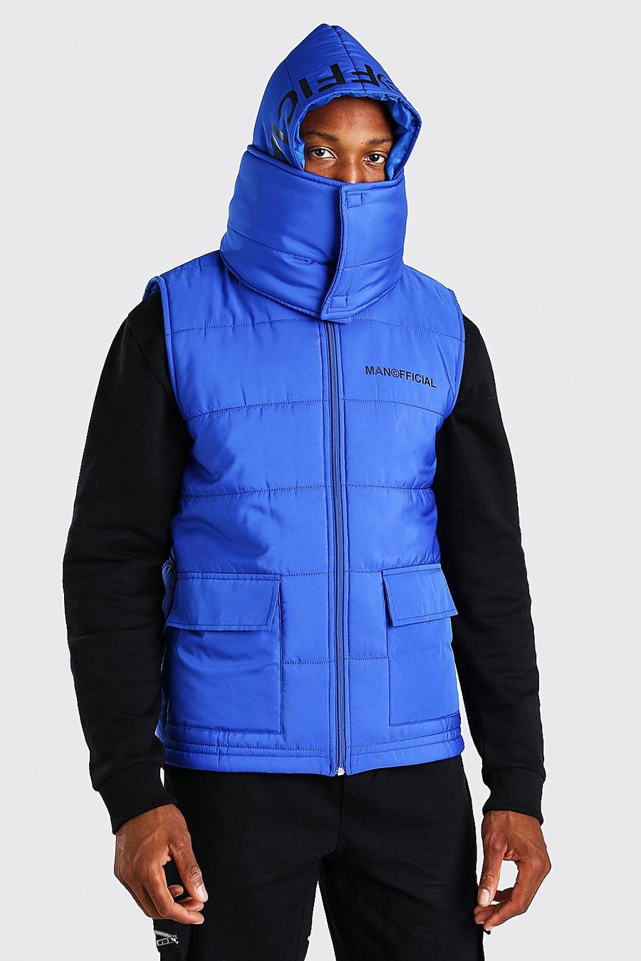 Blue Extreme Snood Hood Gilet With Hood Print image number 1