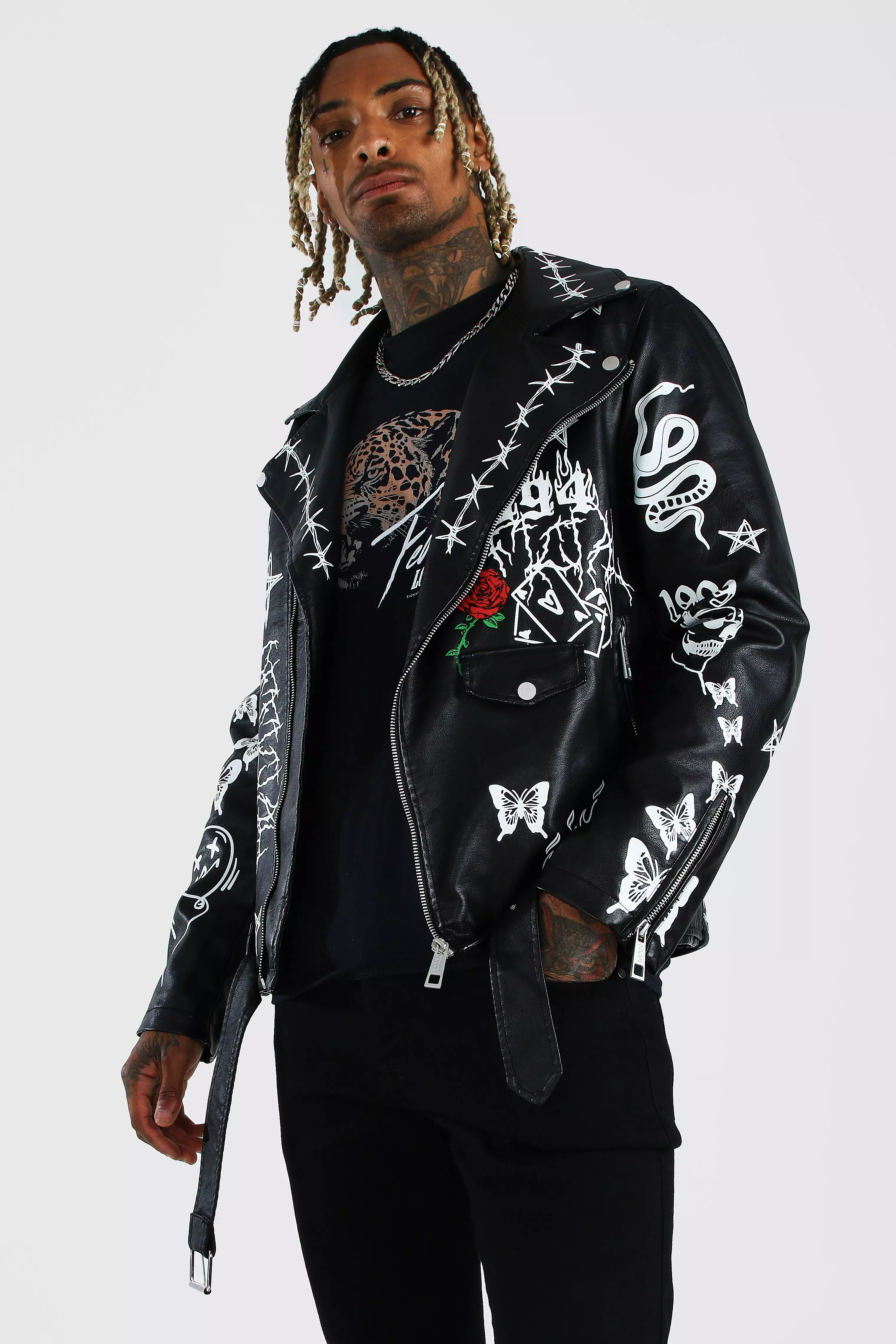 All Over Graffiti Biker Jacket