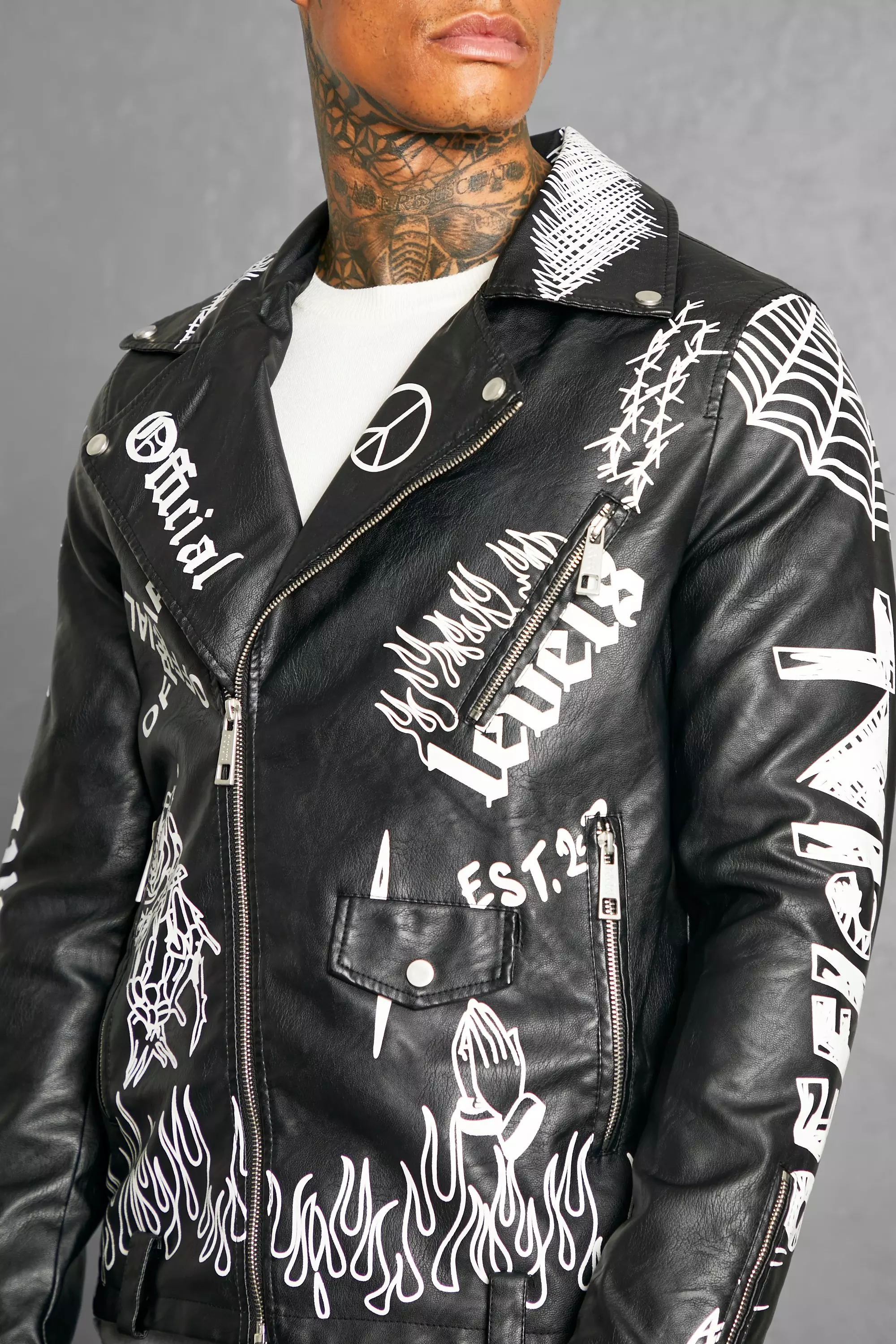 All Over Graffiti Biker Jacket