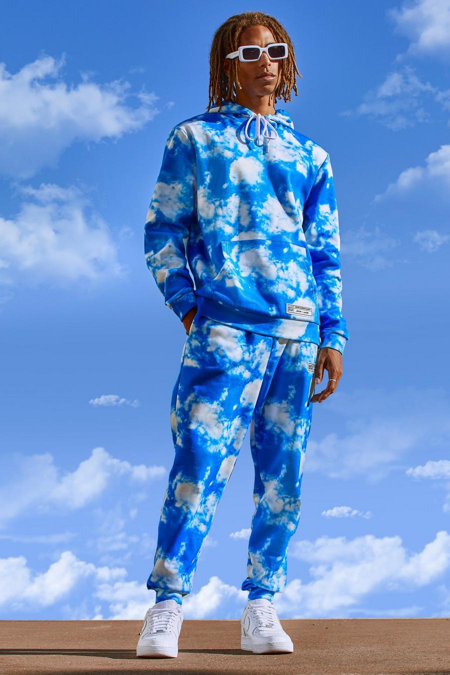 Blue Man Official Cloud Print Hooded Tracksuit image number 1